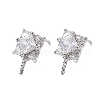 Серьги-пусеты из латуни с микропаве из кубического циркония KK-K360-29P-1
