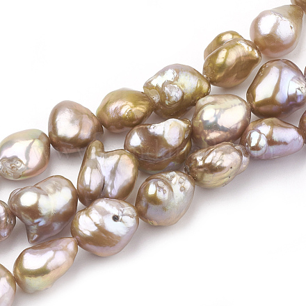 Hebras de perlas keshi de perlas barrocas naturales PEAR-S012-70A-1