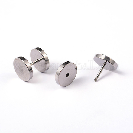 Boucles d'oreilles cartilage barbell plat rond 304 acier inoxydable EJEW-L164-07P-1