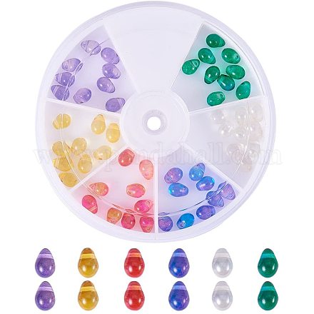 PandaHall Elite 60pcs Glass Smooth Teardrop Beads for Party Decorations DIY Craft GLAA-PH0007-09-1