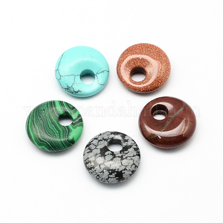 Mixed Donut Gemstone Pendants G-R220-24-1