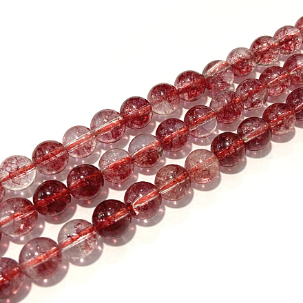 Chapelets de perles de quartz craquelées naturelles rondes et teintées G-K084-12mm-05B-1