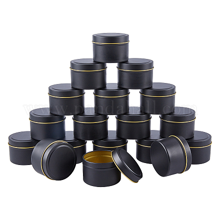 NBEADS 24 Pcs Black Candle Tin Cans CON-NB0001-36-1
