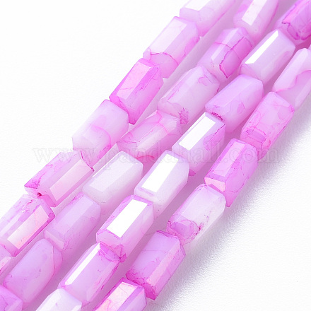 Mèches de perles de verre craquelé peintes au four opaque EGLA-T008-18A-1