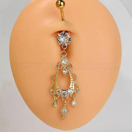 Кольца для живота в виде изогнутой штанги из нержавеющей стали 304 с прозрачным кубическим цирконием FS-WG828D7-11-1