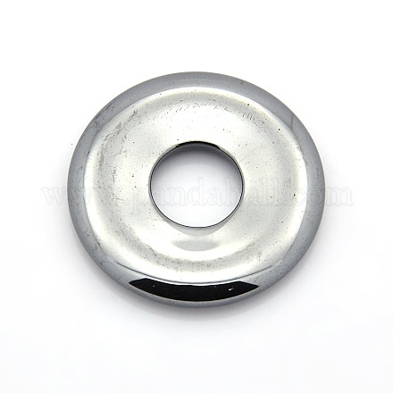 Donut/Pi Disc Non-Magnetic Synthetic Hematite Pendants G-P061-02-1