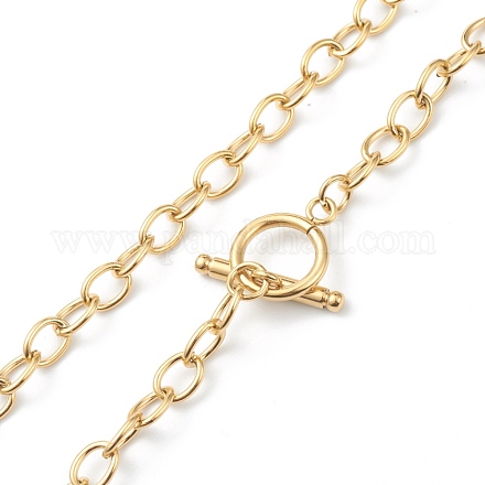 Vacuum Plating 304 Stainless Steel Cable Chain Necklaces NJEW-I248-21G-1