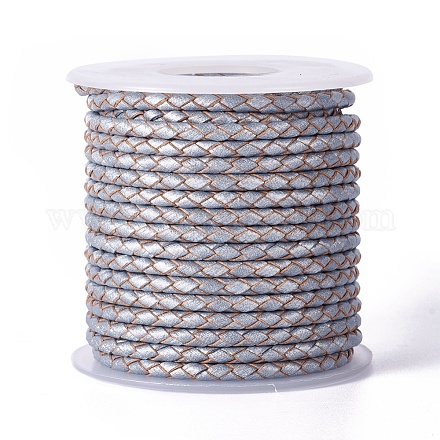 編み紐  革のアクセサリーコード  ジュエリーDIY製版材料  スプールで  銀  3.3mm  10ヤード/ロール WL-I005-A02-1