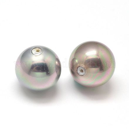 Half Drilled Round Shell Pearl Beads BSHE-M002-14mm-18-1