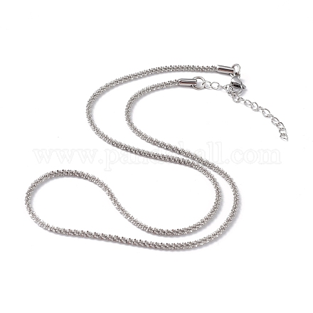 304 collier chaîne en corde d'os en acier inoxydable pour femme NJEW-I121-01B-P-1