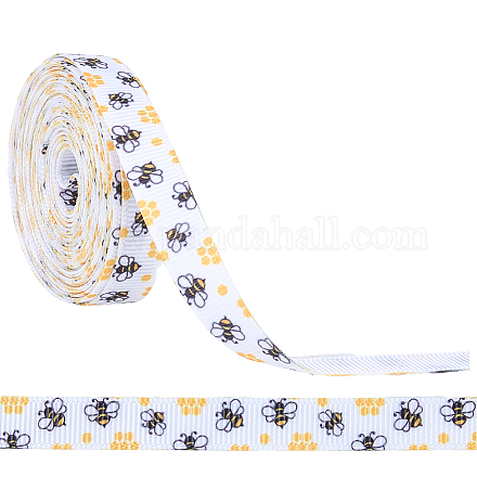 Полиэстеровые ленты с принтом пчел SRIB-WH20020-018D-1