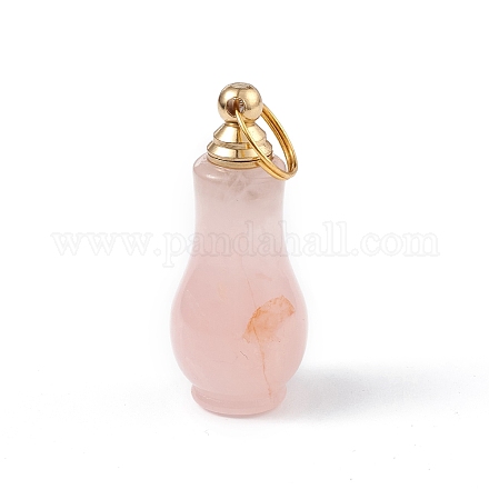 Pendentifs de bouteille de parfum ouvrants en quartz rose naturel G-H284-01C-G-1