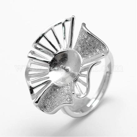 925 Sterling Silver Finger Ring Components STER-F027-09P-1