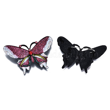 Эмалированная булавка в виде бабочки с розовыми стразами JEWB-N007-163-1
