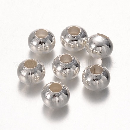Perles d'espacement rondes en fer plaqué argent X-E188Y-S-1
