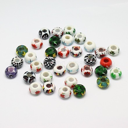 Mixed Pattern Handmade Lampwork European Beads OPDL-A005-06-1