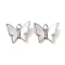 Brass Micro Pave Cubic Zirconia Pendants, with Shell, with Jump Rings, Butterfly Charm, Platinum, 14.5x18.5x4mm, Hole: 3mm