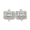 Brass Pave Clear Cubic Zirconia Connector Charms, Rectangle Links, Platinum, 11x10x4mm, Hole: 1mm