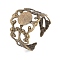 Iron Open Cuff Ring Components, Filigree Pad Ring Settings, Flat Round, Antique Bronze, Tray: 8mm, Wide: 20mm