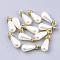 High Luster ABS Plastic Imitation Pearl Pendants, with Golden Plated Iron Findings and Crystal Rhinestone, Teardrop, Golden, 20.5~21x7.5~8mm, Hole: 2.5mm