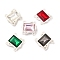 Alloy Pave Rhinestone Multi-Strand Links, 4-Hole, Rectangle, Nickel, Mixed Color, Matte Silver Color, 19.5x20x6mm, Hole: 2mm