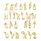26Pcs Brass Charms, Letter A~Z, with Jump Ring, Real 18K Gold Plated, 13~14x3~7.5x1.5mm, Hole: 2.5mm