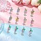 Butterfly Alloy Rhinestone & Flower Acrylic Pendant Decorations, with Zinc Alloy Lobster Claw Clasps, Mixed Color, 49mm, 12pcs/set