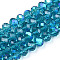 Electroplate Glass Beads Strands, Half Rainbow Plated, Faceted, Rondelle, Steel Blue, 4x3mm, Hole: 0.4mm, about 105~110pcs/strand, 38~39cm