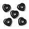 Natural Obsidian European Beads, Heart Large Hole Beads, 15x15~15.5x4.5~5mm, Hole: 6mm
