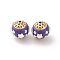 Handmade Resin Indonesia Round Beads, with Alloy Rhinestone Findings, Round with Star, Purple, 17x18x16.5mm, Hole: 2mm