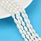 Electroplated Shell Pearl Beads Strands, Grooved Rice Beads, White, 9x5mm, Hole: 0.7mm, about 44pcs/strand, 15.83''(40.2cm)