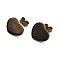 Brass Stud Earring Findings, with Flat Round Cabochon Settings and Ear Nuts/Earring Backs, Heart, Antique Bronze, Tray: 12x12mm, 14x12mm
