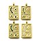 304 Stainless Steel Rhinestone Pendants, Ion Plating(IP), Real 14K Gold Plated, Rectangle with Moon Pattern Charms, Mixed Color, 22x13x2.5mm, Hole: 2.5mm