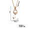 Brass Pave Rhinestone & Imitation Pearl Round Pendnat Shiny Women's Necklaces for Women, Golden, Clear, 15.75 inch(40cm)