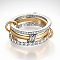 Ring Alloy with Crystal Rhinestone Finger Rings, Platinum & Golden, US Size 7(17.3mm)