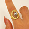 304 Stainless Steel with Cubic Zirconia Cuff Rings for Women, Real 18K Gold Plated, Nuggets, Inner Diameter: 18mm