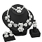 Bear Alloy Crystal Rhinestone Link Chain Necklace & Bracelet & Stud Earring & Rings Sets, Platinum, 430mm & 30x20mm & 192mm & 18mm