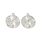 Alloy Pendants, Cadmium Free & Lead Free, Rack Plating, Platinum, Flat Round, 23x20.5x1.5mm, Hole: 1.8mm