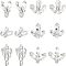 FINGERINSPIRE 12PCS Leaf Glass Rhinestones Applique 6 Style Hot Fix Applique Shiny Crystal Applique, Scattered Leaves Mixed Shapes Glass Crystal Applique Patch Garments Accessories for Wedding Dress