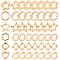 180Pcs 6 Styles 2-Hole CCB Plastic Beads Frame, Golden, 10~15.5x10~16x3.5mm, hole: 1.6~2mm, 30pcs/style