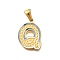 304 Stainless Steel Pendants, with Enamel, Ion Plating(IP), Laser Cut, Real 18K Gold Plated, Letter Q, 18.5x15.5x1.5mm, Hole: 5.5x2.5mm