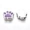 Alloy Enamel Slider Charms, Dog Paw Prints, Platinum, Blue Violet, 13x15.5x4.5mm, Hole: 2x8mm