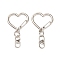 Zinc Alloy & Iron Swivel Clasps, Heart, Platinum, 44mm