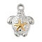 Ocean Series 304 Stainless Steel Pendants, Golden & Stainless Steel Color, Turtle, 23x18x3mm, Hole: 3mm