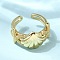 Brass Cuff Rings for Women, Real 18K Gold Plated, Shell Shape, 11.5mm
