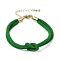 3MM Round Nylon Braided Cord Bracelet Making, Knot, with Golden 202 Stainless Steel Lobster Clasp & Brass Finding, Dark Green, 6.69x0.39 inch(17x1cm)