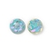 Transparent Resin Cabochons, with Sequin, Half Round, Medium Turquoise, 12x5mm