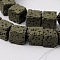 Dyed & Natural Lava Rock Beads Strands, Cube, Dark Olive Green, 8~9x8~9x8~9mm, Hole: 1mm, about 43pcs/strand, 15.74 inch