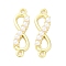 Brass & ABS Imitation Pearl Infinity Connector Charms, White, Real 16K Gold Plated, 25.5x7.5x3.5mm, Hole: 1.6mm