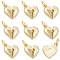 10Pcs Brass Pendants, Heart Charms, with Jump Ring, Real 18K Gold Plated, 12x10x3mm, Hole: 3mm
